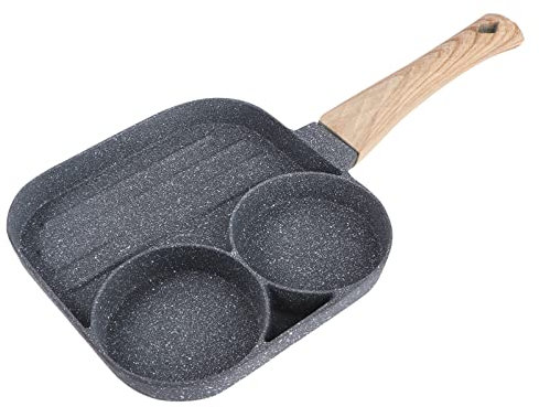 OQHAIR Wurst nicht backbar – Steakpfanne mit Hamburger-Griff, Brat-Sandwich-Zubehör, Pfannkuchen-Toaster, Speck-Kocher, geeignet für Herd, gasgebraten, schimmelfrei, mit Frühstücksei-Make