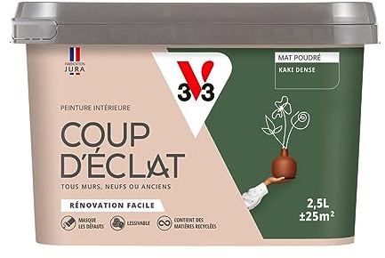 V33 Peinture murale intérieure Coup d'Éclat® Kaki dense Mat Poudré 2,5L