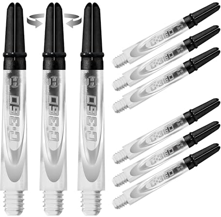 Harrows Darts 3 x Sets of Carbon 360 Dart Stems - 9 Dart Shafts in Total - Available in 3 sizes - Tough Carbon Composite - Medium Clear