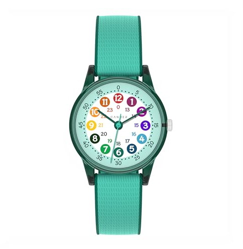 Cander Berlin MNA 0130 O Kinderarmbanduhr Klett Armbanduhr Kinder Mädchen Junge 3 ATM wasserdicht Lernuhr analog türkis