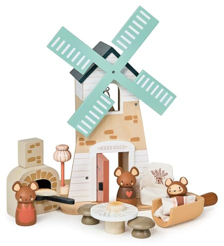 Tender Leaf Toys - Penny Windmill - Adorable Wooden Rotating Windmill with Toy Mouse Family and Accessories - Imaginative Play Set - Develop Creative Storytelling - Improve Fine Motor Skills - Age 3+