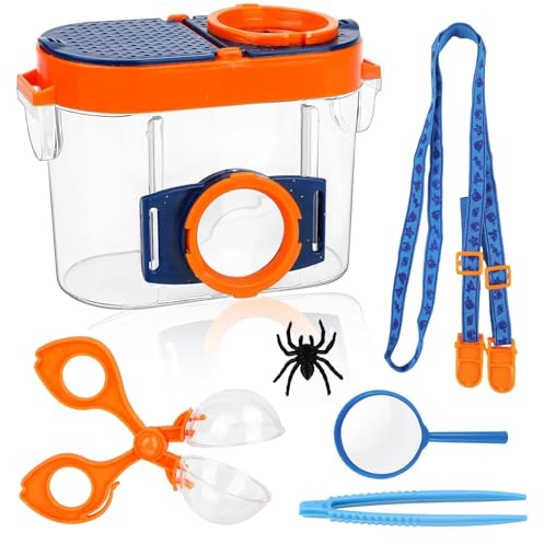 YIRUIEU Becherlupen für Kinder, Lupenglas für Kinder, Insekten Box Forscherset, mit Lupenbecher, Pinzette und Bug Catcher, für Camping, Naturerkundungen und Abenteuer