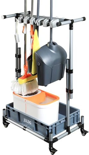 JGLDG Freestanding Mobile Cleaning Tool Storage Rack, Mop and Broom Holder (M2)