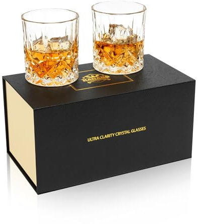 KANARS 2 Pièces Verres à Whisky, Verre a Whiskey en Cristal pour Scotch, Cognac, Martini, Belle Boîte Cadeau, 300 ml