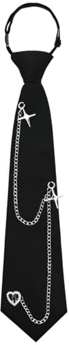 PPGGOPP Cravatta Nera Regolabile Sicurezza Donna Cravatta Lunga Uniforme JK Ragazze Bambine Festa Laurea Affari Matrimonio Cosplay