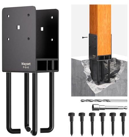6x6 Concrete Post Anchor, Heavy Duty Stainless Steels Concrete Fence Post Holder with Air Flow Channe for Wet Concrete Foundation Post Base Bracket for Fence, Deck Railing,Pergola,1Pack