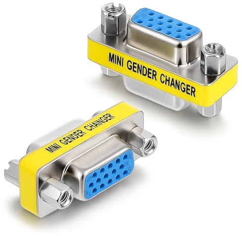 Jxiwfvl VGA Female to Female Adapter, VGA Coupler HD15 Mini Gender Changer VGA Cable Extender Connector for Monitors Projectors Equipment Cable