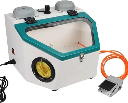 Sand Blasting Cabinet - Fine Blast Machine with Big Viewing Window, 8W LED Light, Double Spray Guns, Sturdy Steel for Rusts Removal and Blasting
