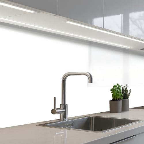 KitchenYeah© Crédence Cuisine À Coller 60x150 cm Protection Plaque De Cuisson Adhesif Plastique Rigide Dalle Murale Blanc - Intérieur - Motifs
