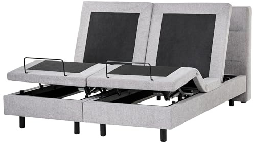Beliani Polsterbett elektrisch verstellbar hellgrau 160x200 cm mit Fernbedienung Viceroy