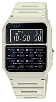 Casio CA53W Vintage Serie | Datenbank | 1/100 SEC Stoppuhr | wasserdicht | 8-stelliger Taschenrechner | Dual Time | Harzband | Harzgehäuse | automatischer Kalender | täglicher Alarm | 5 Jahre Batterie