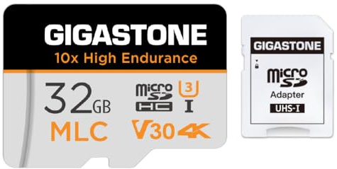 Gigastone industriell 32 GB MLC Micro SD-kort för 4K-videoinspelning, säkerhetskamera, instrumentkamera, 95 MB/s, U3 C10, med adapter [5 års gratis]