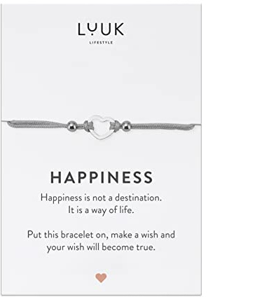LUUK LIFESTYLE Bracciali in filigrana con diversi ciondoli e dedica HAPPINESS, portafortuna, braccialetti dell'amicizia, regalo personale, lunghezza regolabile, oro