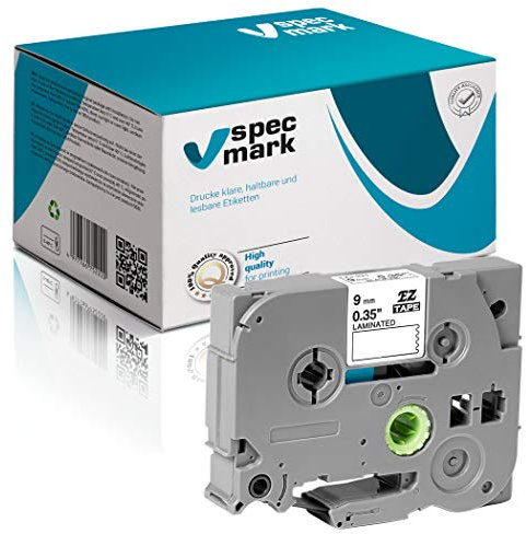 specmark Schriftband TZe-221 9mm x 8m Schwarz auf Weiß Band kompatibel mit allen Drucker Brother PT P-touch AZe-221 EZe-221 TZ-221 TZ2-221