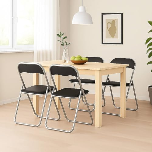 Dmora - Sedia Tarragona, Set di quattro sedie pieghevoli, Seduta salvaspazio per riunione, Poltrona sala d'attesa, 43x47h78 cm, Nero