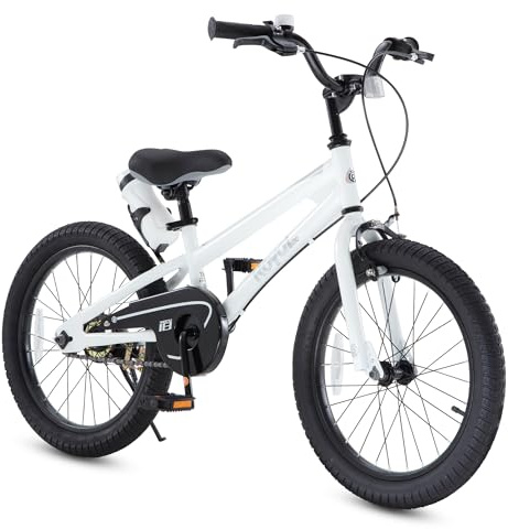 Royalbaby Freestyle Outdoor Children's Bicycle Dual Handbrakes Sporty Kid Bike with Kickstand and Adjustable Seat, 18 Inch, White