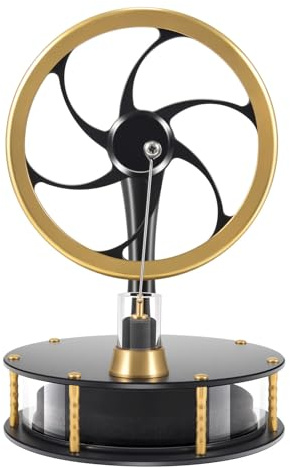 PFCKE Low Temperature Stirling Engine Classroom Teaching Stirling Engine Kit Steam Heat Educational Model Adult Desktop Educational Toys Brass Aluminum Stirling Engine-HZZ92 Pro Black