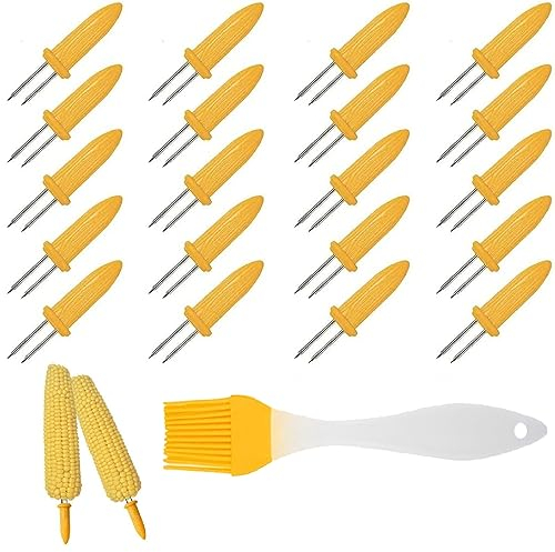 Spiedini di Mais,Supporti di Mais in Acciaio Inox,BBQ Spiedini a Pannocchia,Spiedini Acciaio Inox Forcella Della,Frutta Spiedini per Pannocchie Griglia,per Barbecue Alimentare Forchette Party,20pcs