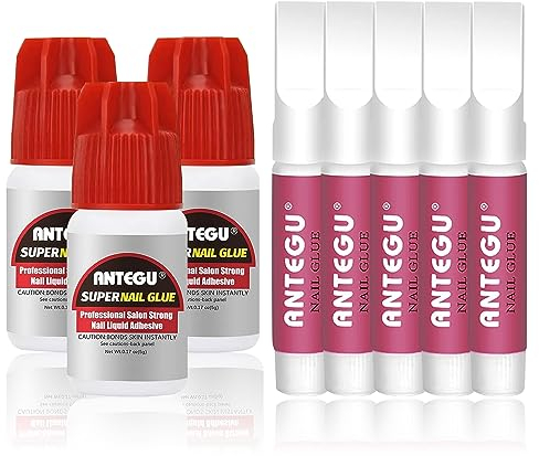 8 Stück Nagelkleber, Nagelkleber für Kunstnägel, Schnelltrocknend Nail Glue, Professionelle Nagelkleber für Tips Extra Stark, Nail Bond Nagelkleber Perfekt für Nail Art, Nail Salon (2g und 5g)