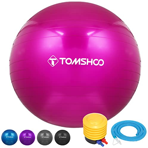 TOMSHOO Exercise Ball, Anti-Burst Gym Yoga Ball With Air Pump Thickened Fitness Ball for Fitness, Pilates, Stability Balance for Physical