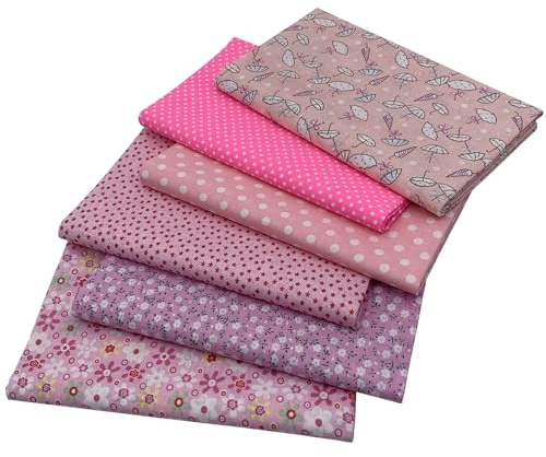 aufodara 6 Stück 50 x 80 cm Baumwollstoff Stoffpakete Groß Patchwork Stoffe Baumwolle, Baumwollstoff Meterware, Stoffe zum Nähen, Patchwork Stoffpaket zum Quilten DIY Basteln Handwerken (Rosa)