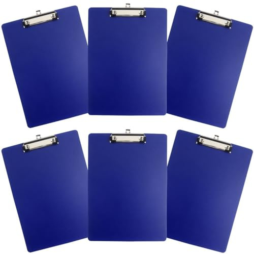 Roellgs Cartellina Porta Appunti Portablocco, Confezione da 6, Formato A4, in Plastica, per un Fissaggio Sicuro, Adatta per Ufficio e Scuola
