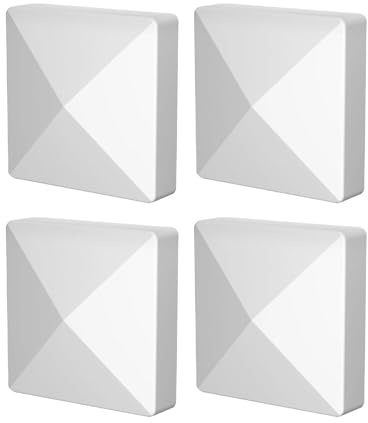 4X Pyramid Post Caps Covers, Posts Top Caps Replacement Sun Protection Fence Post Caps White Fence Post Toppers for Backyard