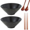 Sightday Ramen Bowl,Noodle Bowl,1000ml Ramen Bowl Set of 2(Ramen Bowl with Ramen Spoons,Chopsticks),Ceramic Bowl for Pasta Bowl,Snack,Soup,Salad Bowl,Cereal Food,Large Bowl(Black-L)