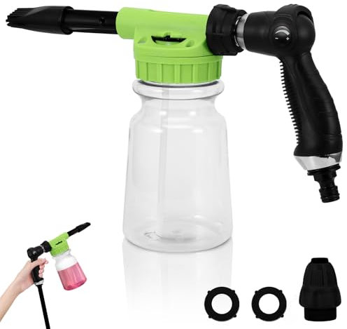 Youool Schaumpistole Autowäsche 1000 ml, 2 in 1 Einstellbar Schaumlanze, Auto Cleaning Foam Gun Schaumkanone Gartenschlauch Anschließen zur Reinigung von Auto-und Motorradgärten Verwendet (Grün)