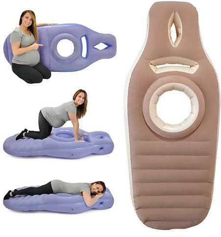 Kingbar Aufblasbares Schwangerschaftskissen, Yogamatte Für Schwangere Mit Loch, Bequeme Beflockte PVC Luftbett Für Schwangere Frauen, Schwangerschaftskissen Zum Schlafen, Brown