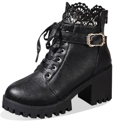 Botas Mujer Azul-Botas De TacóN Alto con Plataforma Y Cordones De Cuero con Cremallera En La Parte Posterior para Mujer Zapatos Lluvia Mujer