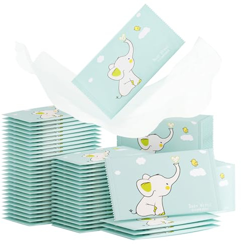 50 Stück Feuchte Waschlappen Einzeln Verpackt, Erfrischungstücher, Feuchtes Toilettenpapier Einzeln Verpackt, Feuchttücher Einzeln Verpackt, Hygienische Reinigungstücher