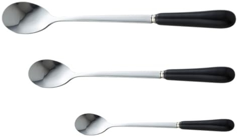 WEKADRIN 3 piezas Cucharas Café Acero Inoxidable con Mango para Bar y Hogar Cucharas Pequeñas Negras para Bebidas Frías