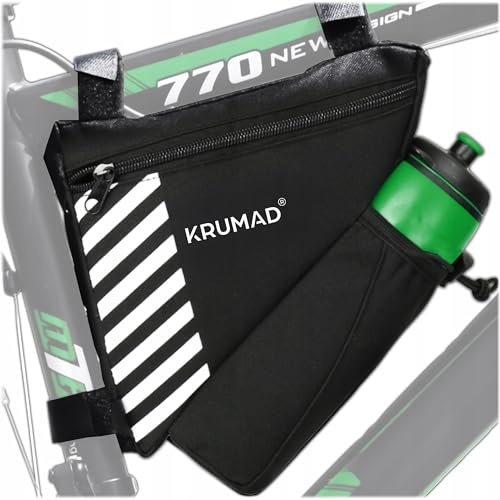 KRUMAD Rahmentasche Fahrrad 1.2L, wasserdichte Fahrradtasche Dreieck mit Flaschenhalter, Gravelbiketierende Elemente, Einfache Montage mit Klettverschluss, Fahrradzubehör für MTB, Rennrad, Gravel