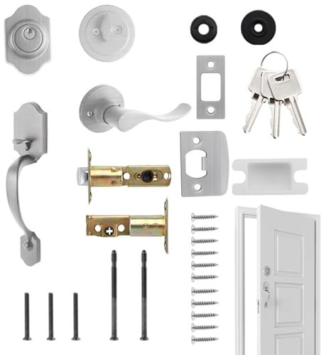 Maniglia per porta d'ingresso e set di barche mortali - blocco di ingresso rustico, hardware esterno vintage | Maniglia di ricambio elegante, serratura a doppio cilindro antifurto