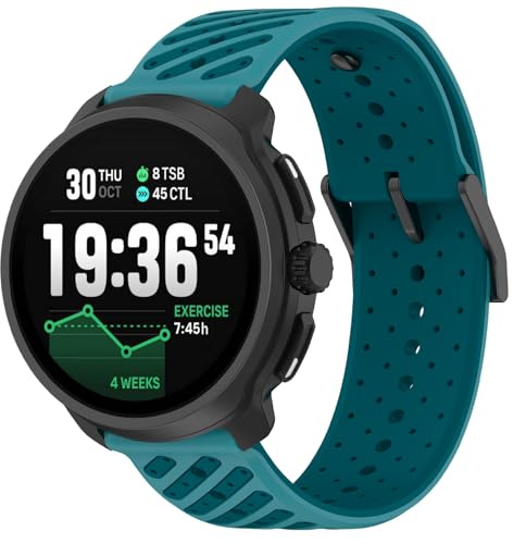 GIOPUEY 22mm Bracelet Compatible avec Suunto Race 2/Race S/Run/Vertical/Ocean/5 Peak/9 Peak Pro, Souple TPU Sangle Bracelet [Conception de couleur d'épissage] - Blue/blue