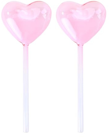 Asukohu Set di sfere per irrigazione a forma di cuore, per fiori interni, in vetro