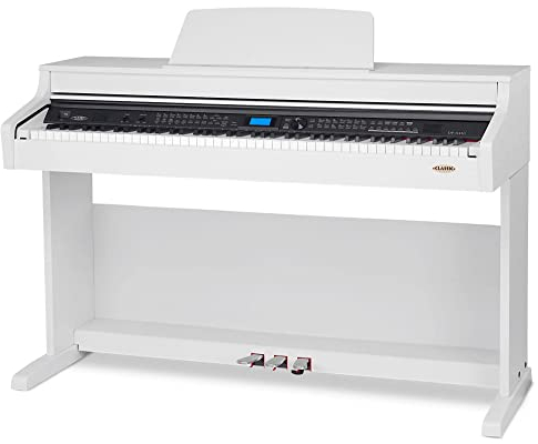 Classic Cantabile DP-A 410 WM E-Piano (Digitalpiano mit Hammermechanik, 88 Tasten, 600 Voices, Kopfhöreranschluss, USB, Begleitautomatik, Aufnahmefunktion, 3 Pedale, Piano für Anfänger) weiß matt