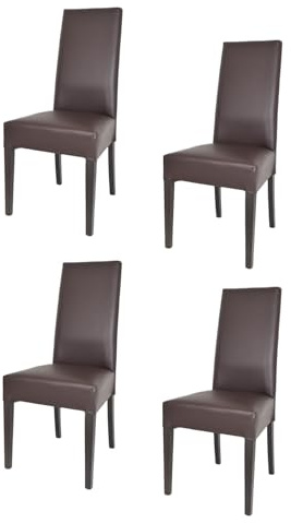 t m c s Tommychairs - Set 4 sedie imbottite modello Luisa per cucina e sala da pranzo, robusta struttura in legno di faggio wengè, seduta e schienale rivestiti in pelle artificiale color moka