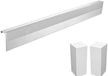 Baseboarders Basic Series 6 ft (72in) Galvanized Steel Slip-On Baseboard Heater Cover + Left & Right Endcaps, Rust Resistant, White, for Hydronic Hot-Water Systems