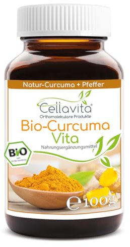 CELLAVITA Curcuma Vita | Curcumapulver & schwarzer Pfeffer | Bio Kurkuma | Gelber Ingwer/Safranwurz (100g)