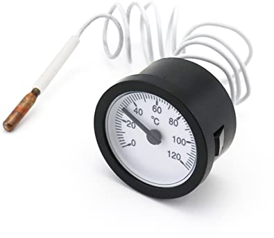 QWORK® Thermometer mit Fühler Kapilar für Kessel, Heizungs- und Kühlsysteme Verwendet, Kapillare 1000 mm, 0-120°C