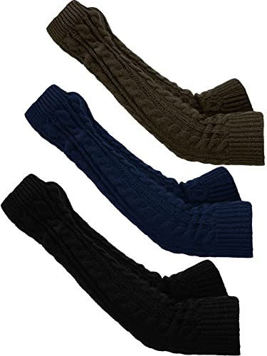 Bememo 3 Pairs Arm Warmers Long Fingerless Gloves Knit Wrist Women,Color 6