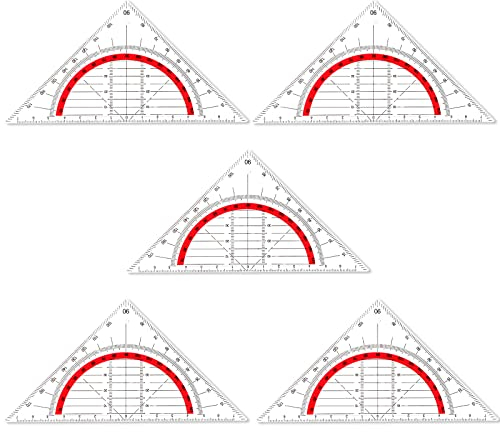 Geometri triangel, 5 stycken geodrianglar av plast flexibel geodriangel för att rita cirklar, lämplig för studenter kontor designer målning
