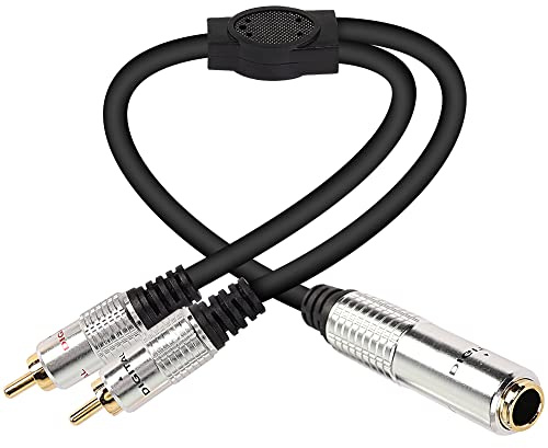 XMSJSIY 6,35mm Stereo auf Cinch Kabel 1/4 Zoll TRS Buchse zu Dual RCA Stecker Audio Splitterkabel Stereo Audio Adapter, 50 cm