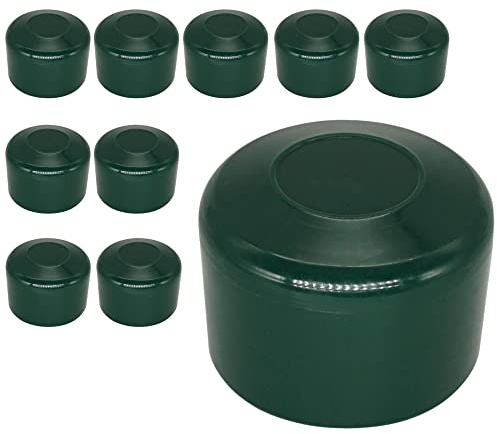 SKIR'CO (10 piezas) Tapas de postes de valla, tapas redondas de plástico verde de 38 mm para postes de valla redondos, cubiertas de postes de valla, verde musgo RAL 6005