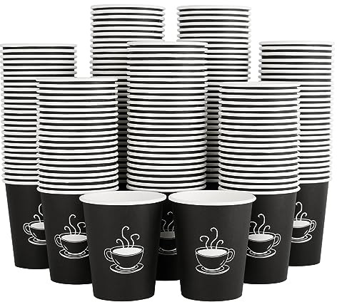TV TOPVALUE 360 Pack 8 oz Paper Coffee Cups, Disposable Black Paper Cups for Hot Beverage, Drinking Water, Used for Cafes, Offices and Events
