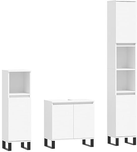 vidaXL Badrumsskåp set 3 delar vit konstruerat trä