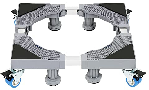 Eulenke Waschmaschinen Untergestell 41-65cm, 8 Füße und 4 Räder Untergestell für Waschmaschine,Verstellbare Waschmaschine Sockel,Waschmaschinensockel Podeste für Kühlschrank Trockner Gefrierschrank