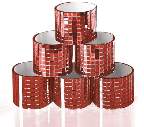 Art3dwallpanels Piastrelle a mosaico autoadesive in vetro per mosaico fai da te (rosso|6 pezzi)